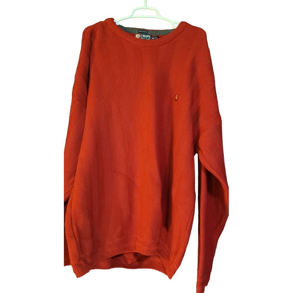 Vintage Chaps Ralph Lauren Men's Sweater Red Hand Framed Knit Pullover Size XXL